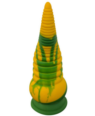 Gode ventouse tentacule Kraken vibrant 21 cm vert et jaune USB 